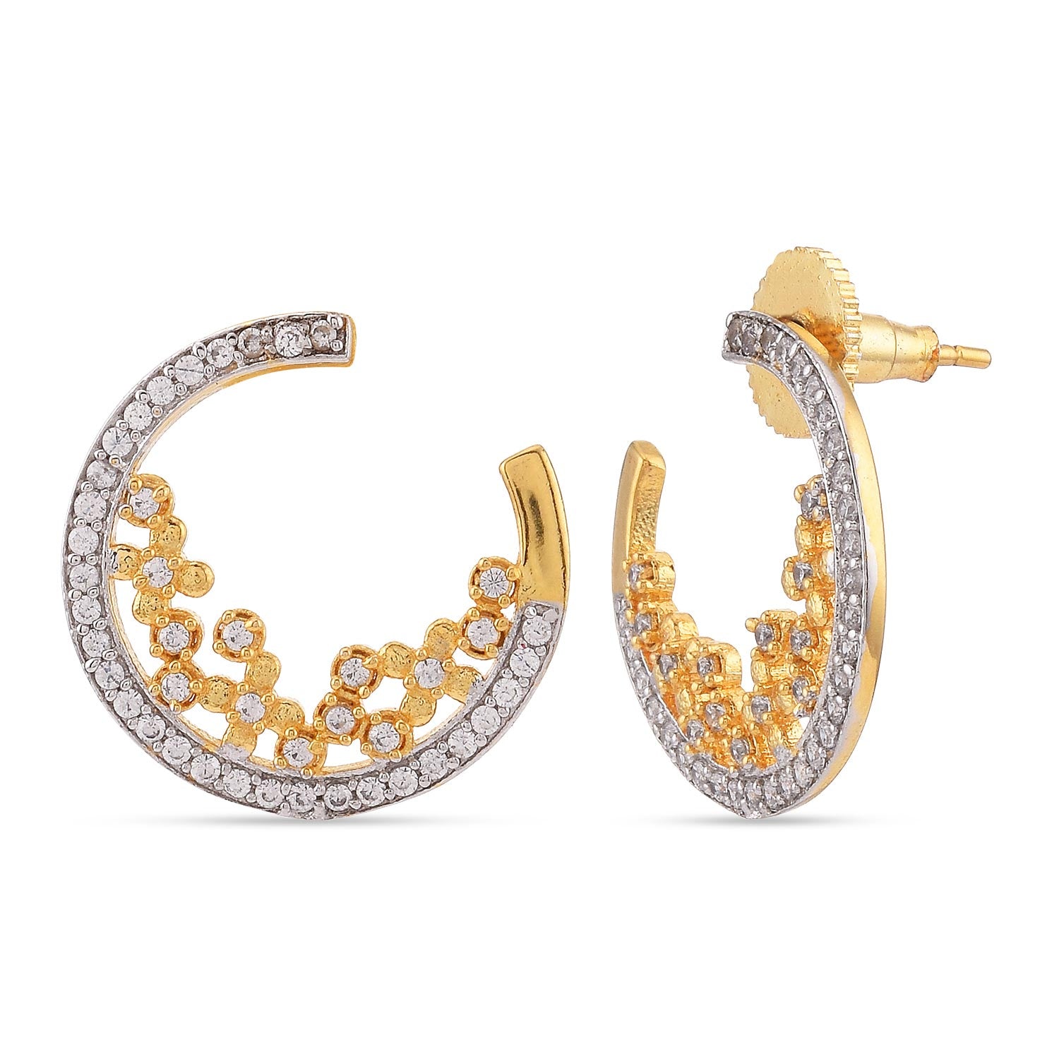 Designer Half Moon Two Tone Gold Plated Pendant Set