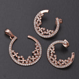 Designer Half Moon Rose Gold Plated Pendant Set