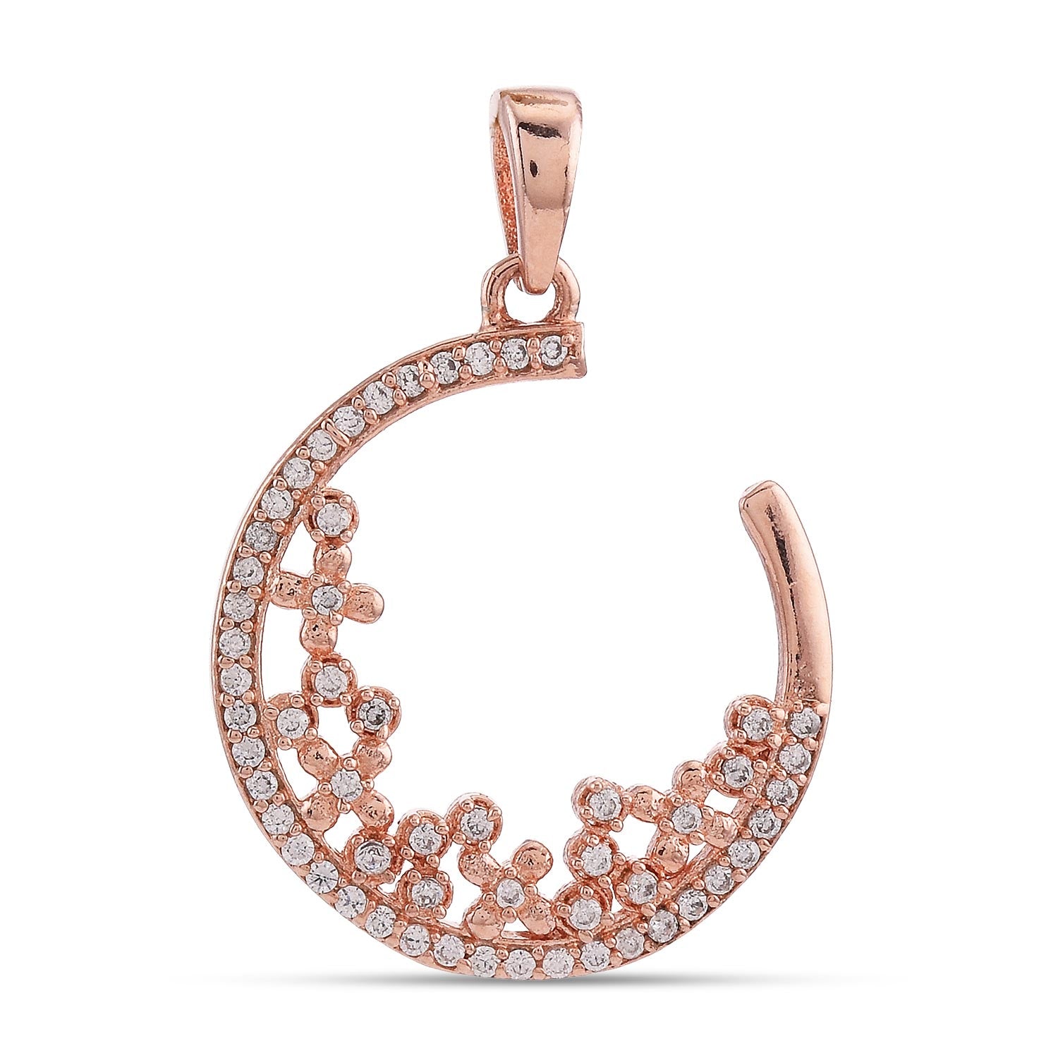 Designer Half Moon Rose Gold Plated Pendant Set