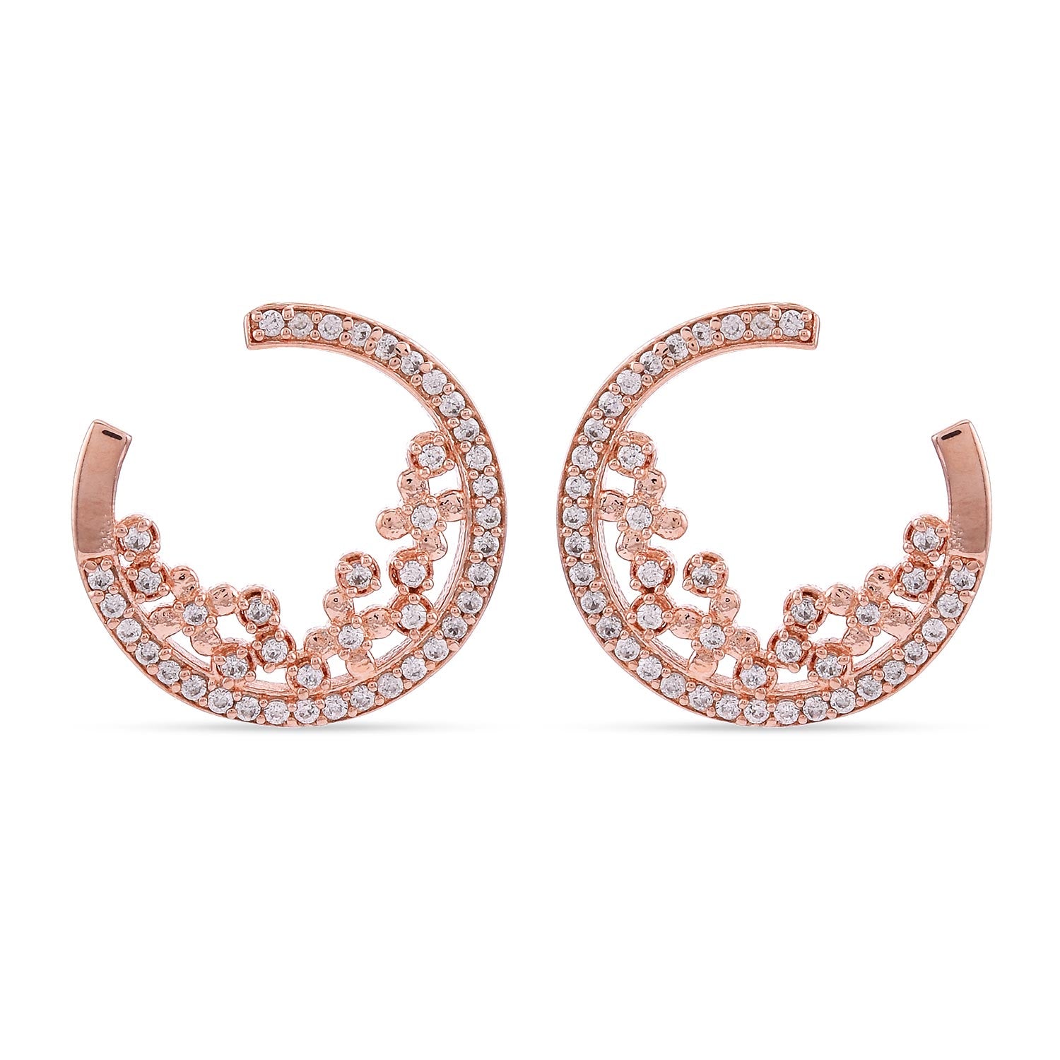 Designer Half Moon Rose Gold Plated Pendant Set