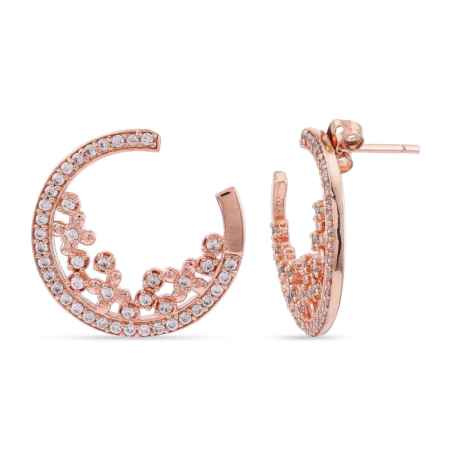 Designer Half Moon Rose Gold Plated Pendant Set