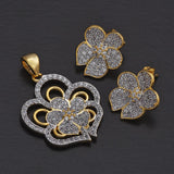 Floral Two Tone Plated Modern Style Pendant Set