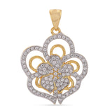Floral Two Tone Plated Modern Style Pendant Set