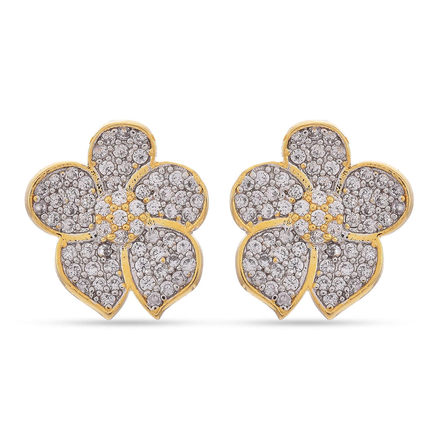 Floral Two Tone Plated Modern Style Pendant Set