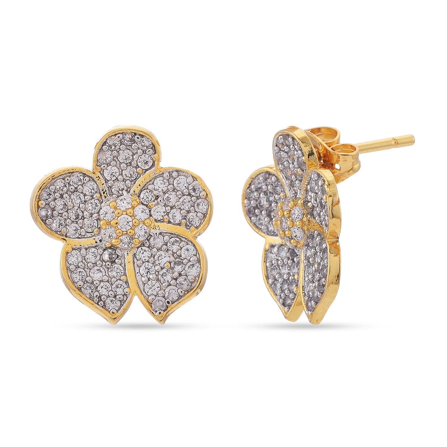 Floral Two Tone Plated Modern Style Pendant Set