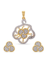 Floral Two Tone Plated Modern Style Pendant Set