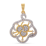 Floral Two Tone Plated Modern Style Pendant Set