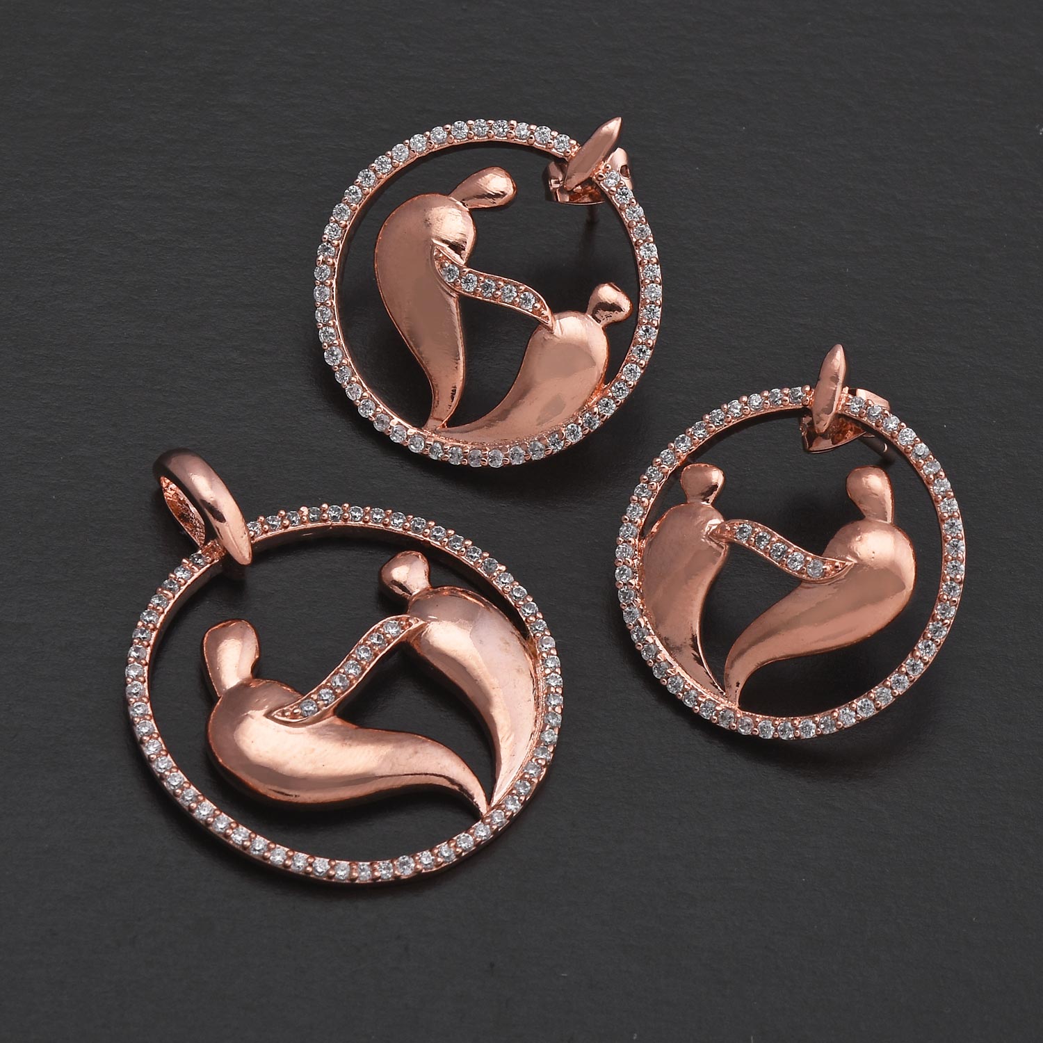 Contemporary Fairy Designer Rose Gold Plated Pendant Set