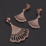 Contemporary Fan Designed Rose Gold Plated Pendant Set