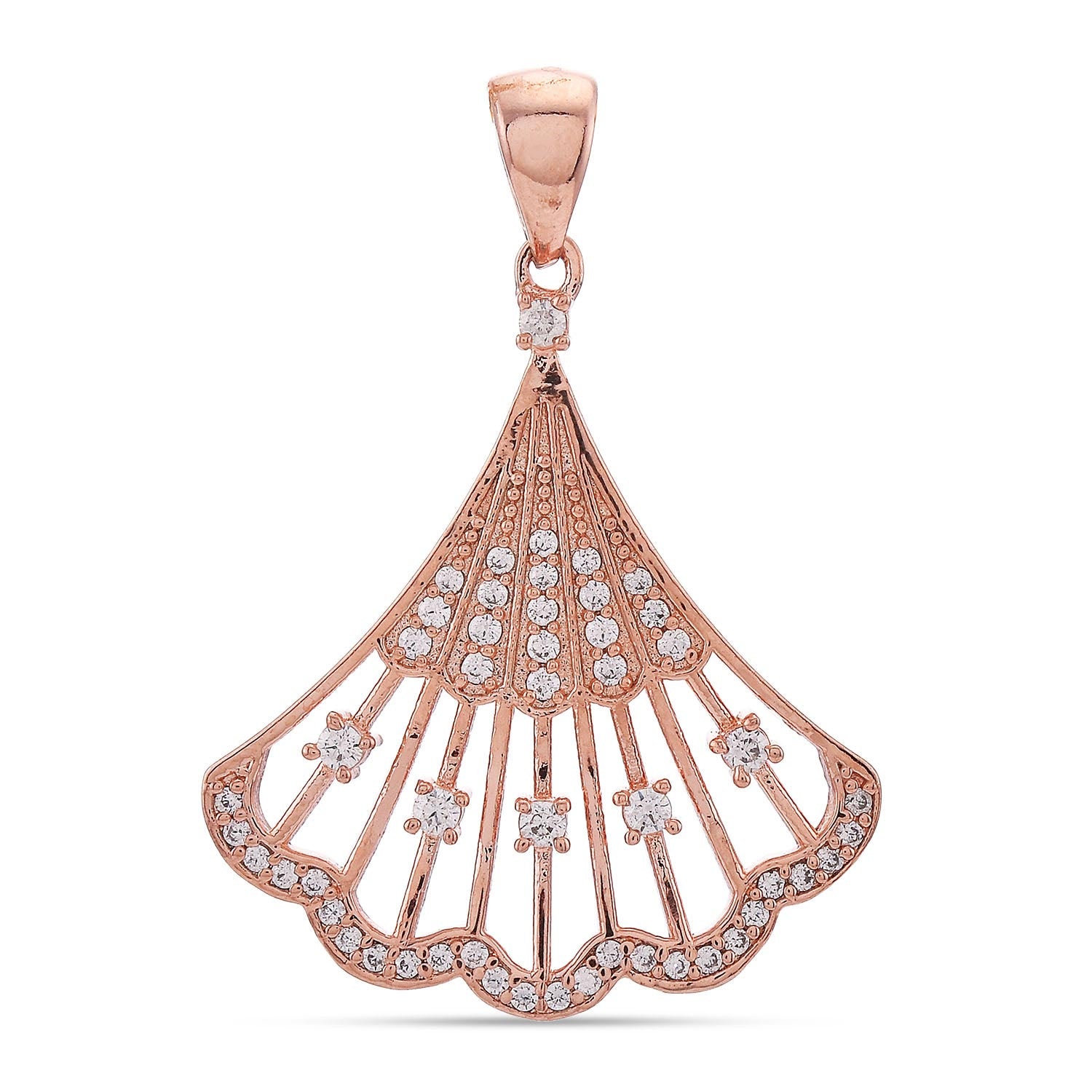 Contemporary Fan Designed Rose Gold Plated Pendant Set