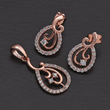Feminine Designer Rose Gold Plated Pendant Set