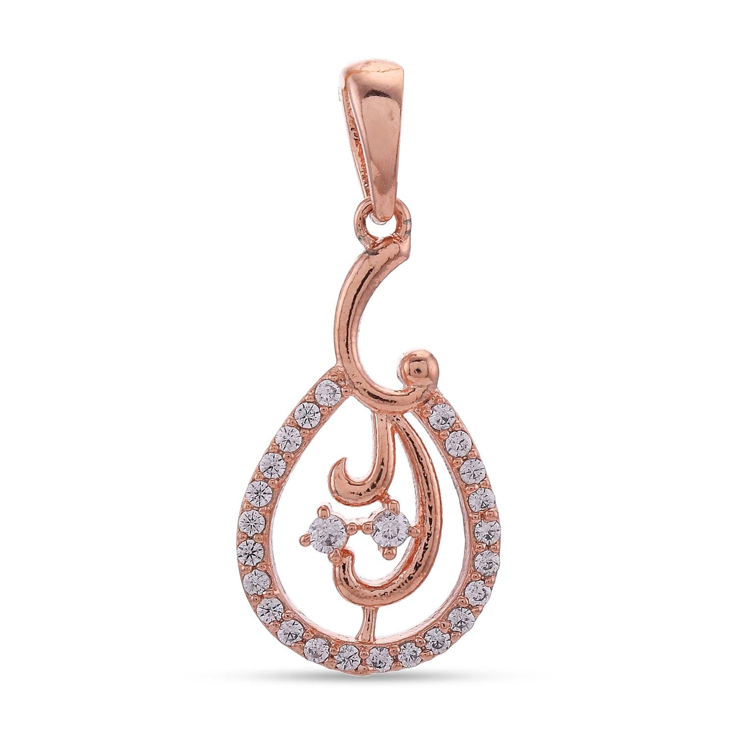 Feminine Designer Rose Gold Plated Pendant Set