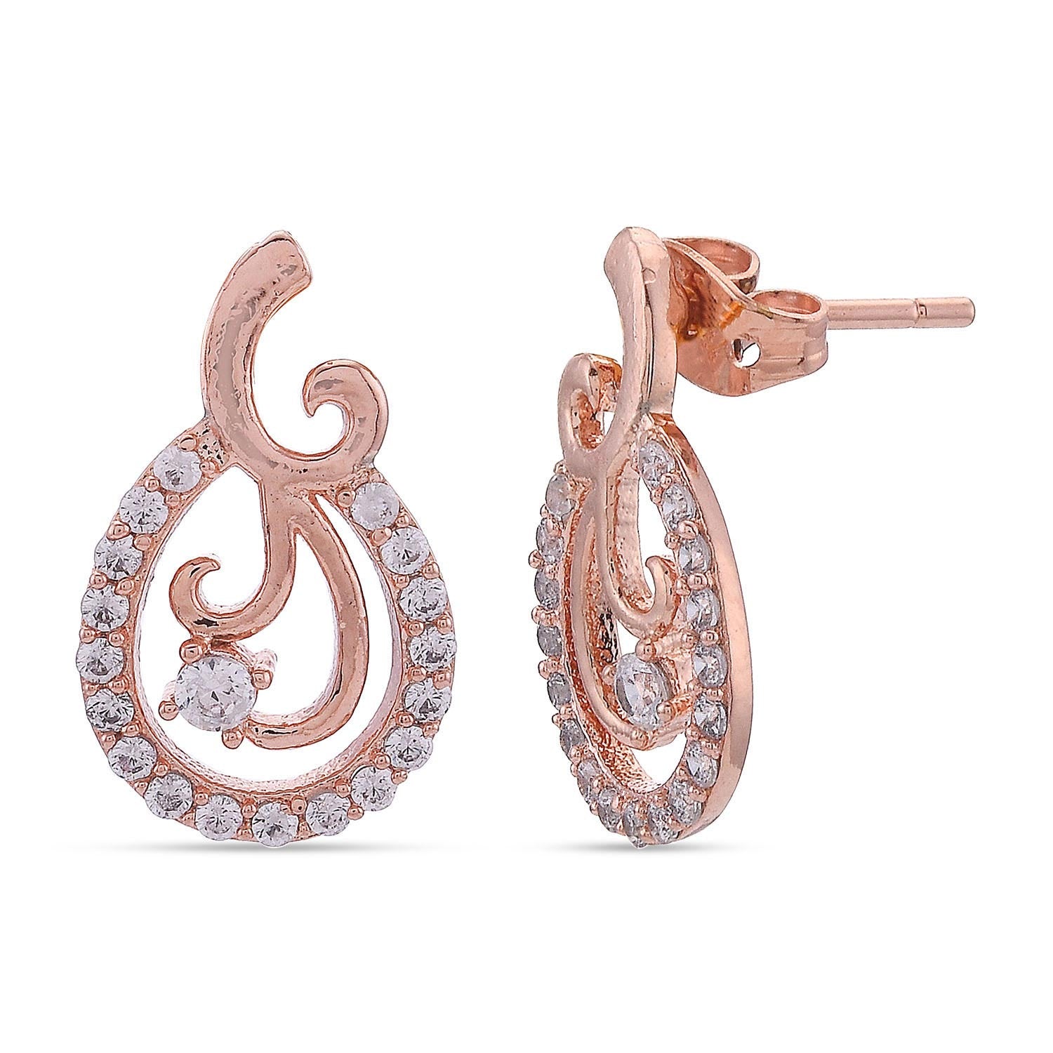 Feminine Designer Rose Gold Plated Pendant Set