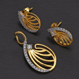 Feminine Designer Two Tone Plated Pendant Set