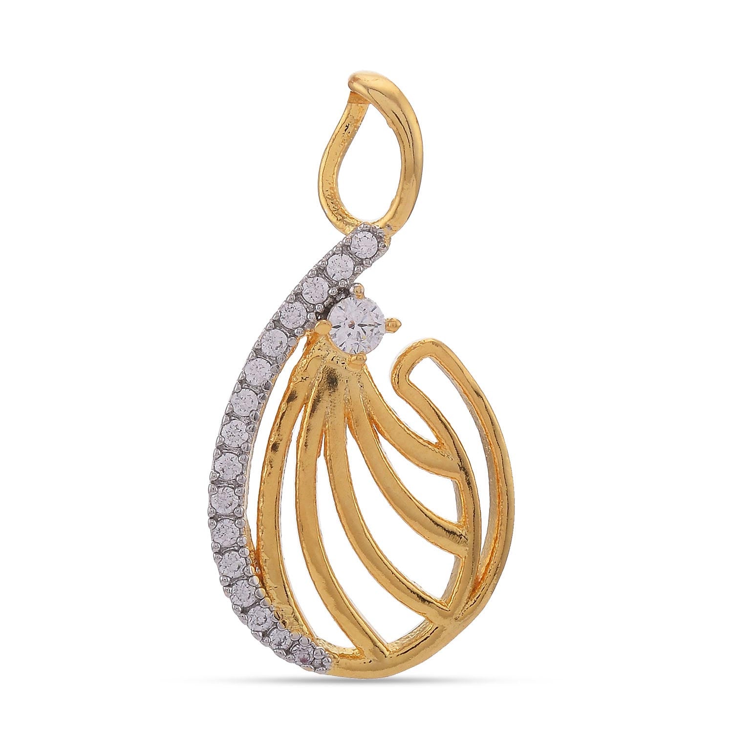 Feminine Designer Two Tone Plated Pendant Set