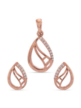 Wavy Designer Rose Gold Plated Pendant Set