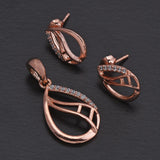 Wavy Designer Rose Gold Plated Pendant Set