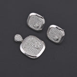 Floral Designer White Rhodium Plated Pendant Set