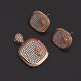 Floral Designer Rose Gold Plated Pendant Set