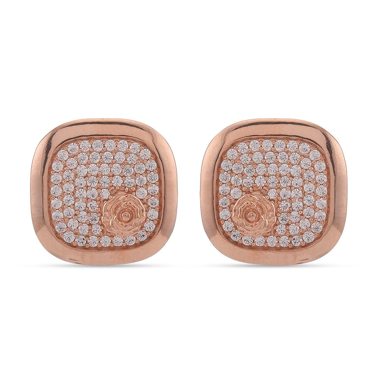 Floral Designer Rose Gold Plated Pendant Set