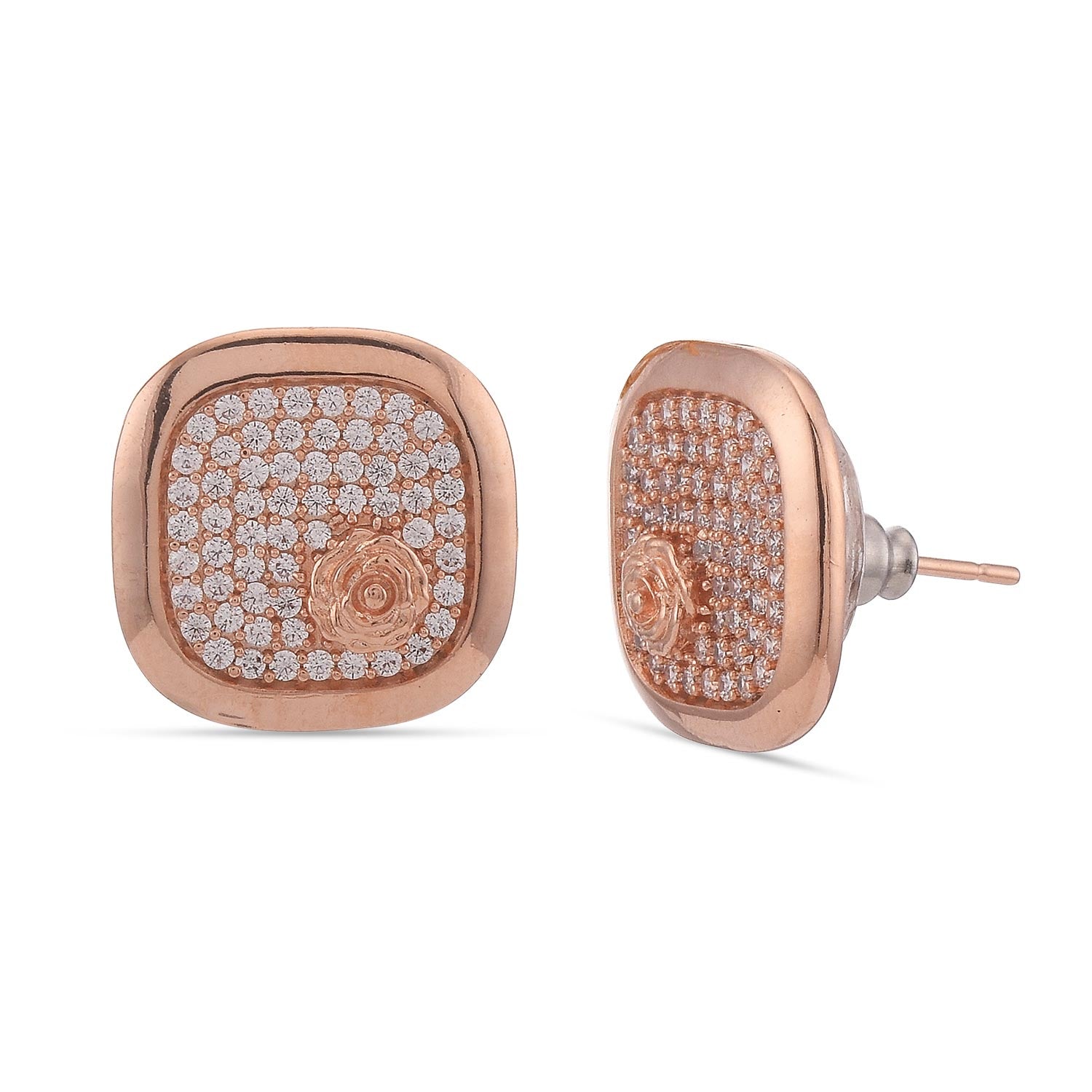 Floral Designer Rose Gold Plated Pendant Set