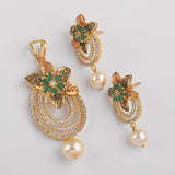 Floral Antique Designer Colored Stone Pendant Set