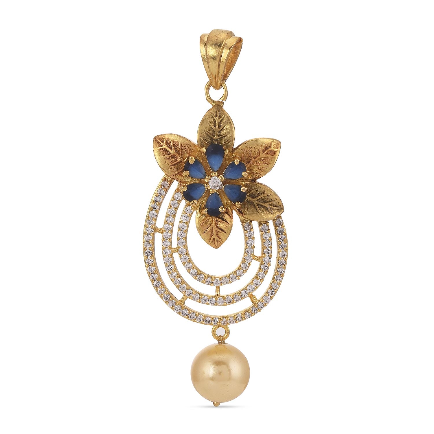 Floral Antique Designer Colored Stone Pendant Set