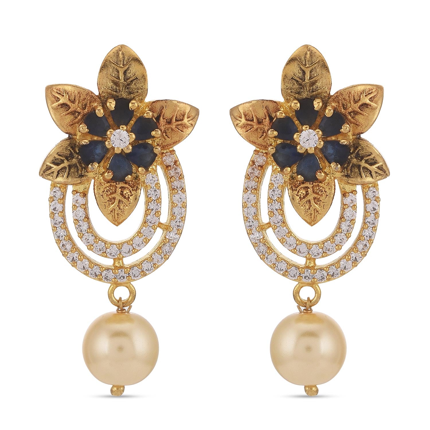 Floral Antique Designer Colored Stone Pendant Set