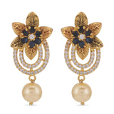 Floral Antique Designer Colored Stone Pendant Set