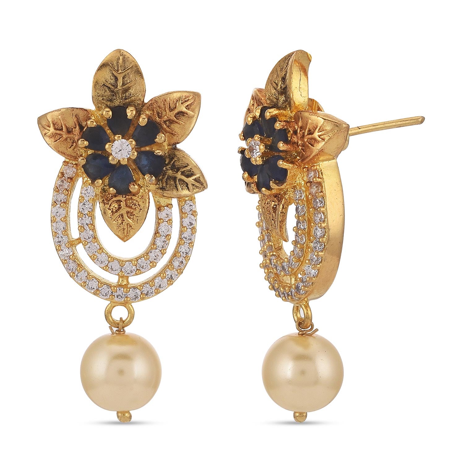 Floral Antique Designer Colored Stone Pendant Set