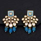 Blue Enamelled Kundan Meena Pendant Set