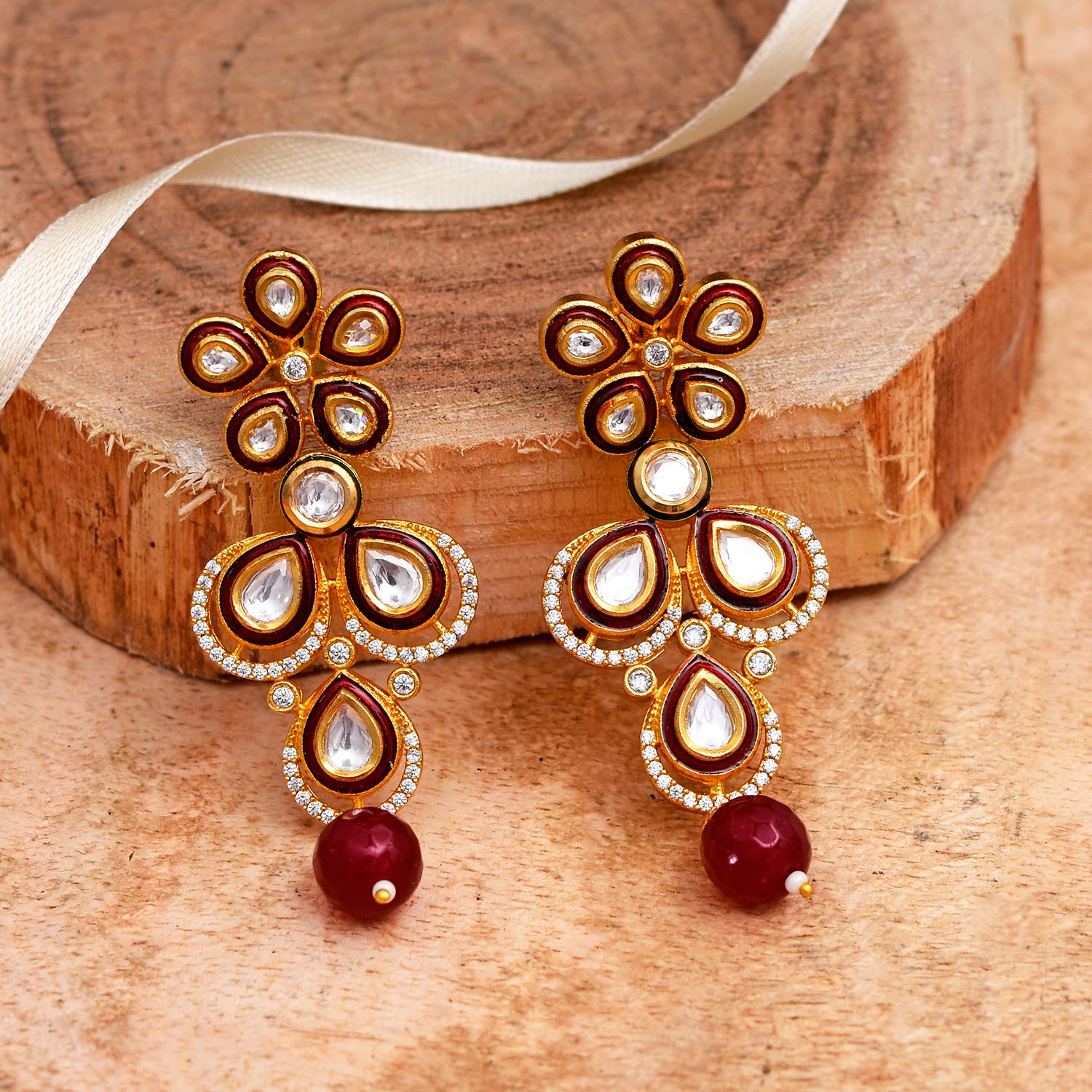 Traditional Kundan Meena Pendant Set