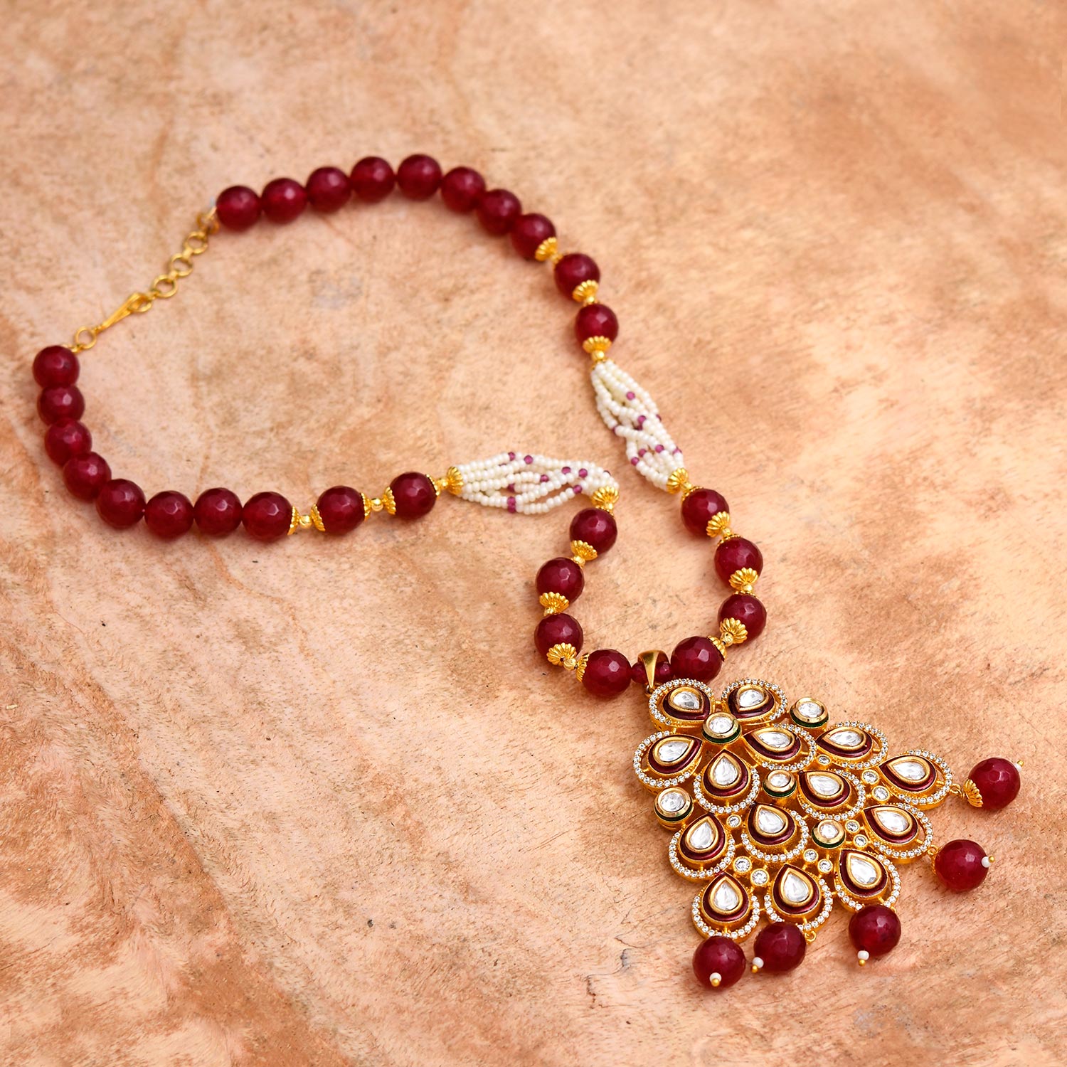 Traditional Kundan Meena Pendant Set