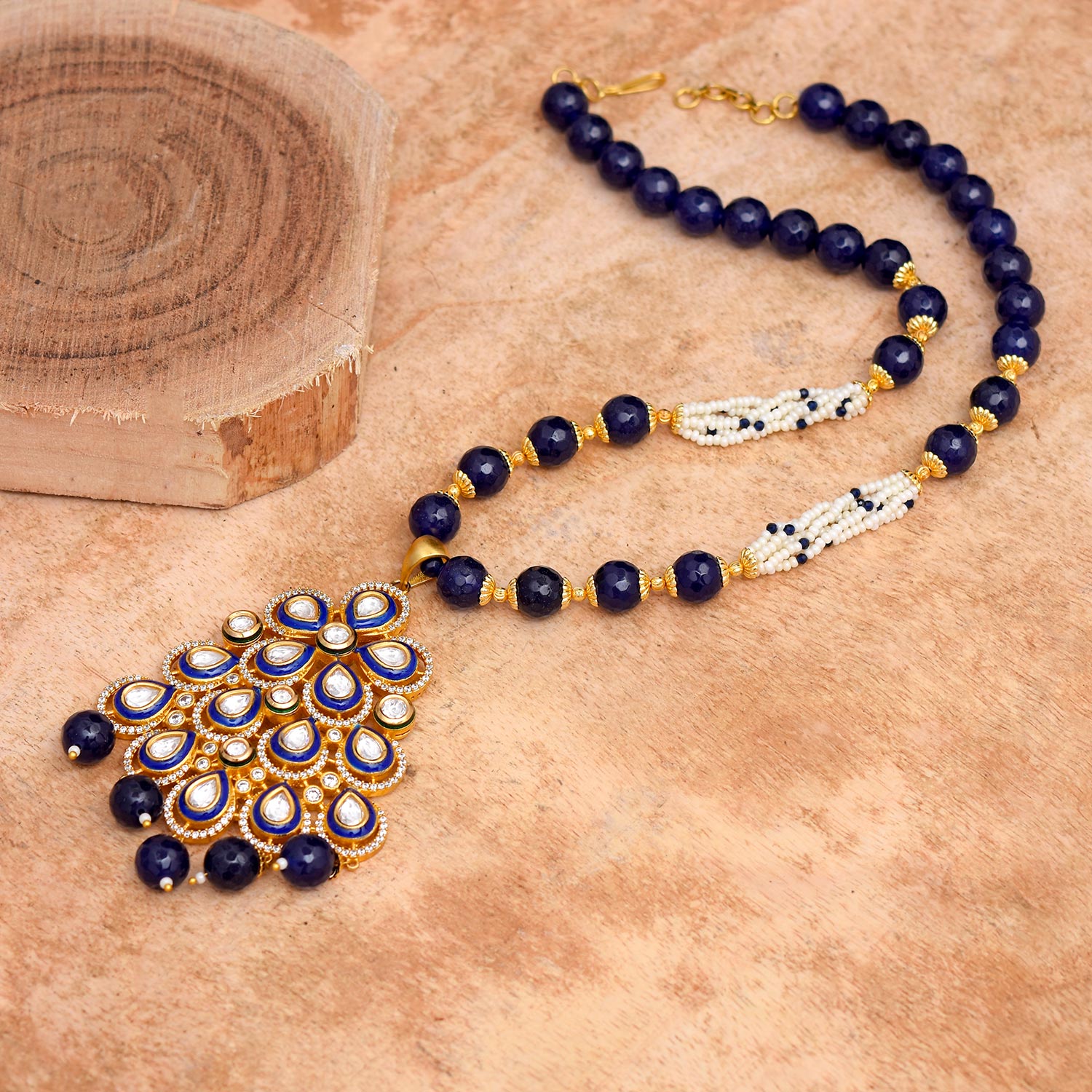 Traditional Kundan Meena Pendant Set