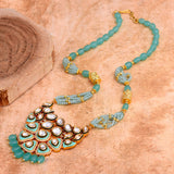 Greenish Enamelled Kundan Polki Pendant Set