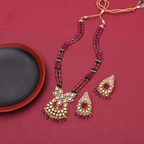 Enamelled Kundan Meena Pendant Set