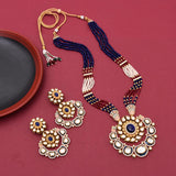 Floral Kundan Meena Colored Stones Designer Pendant Set