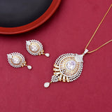 Contemporary Two Tone Plated Designer Pendant Set