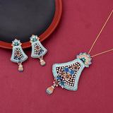 Designer Enamelled Floral Pendant Set