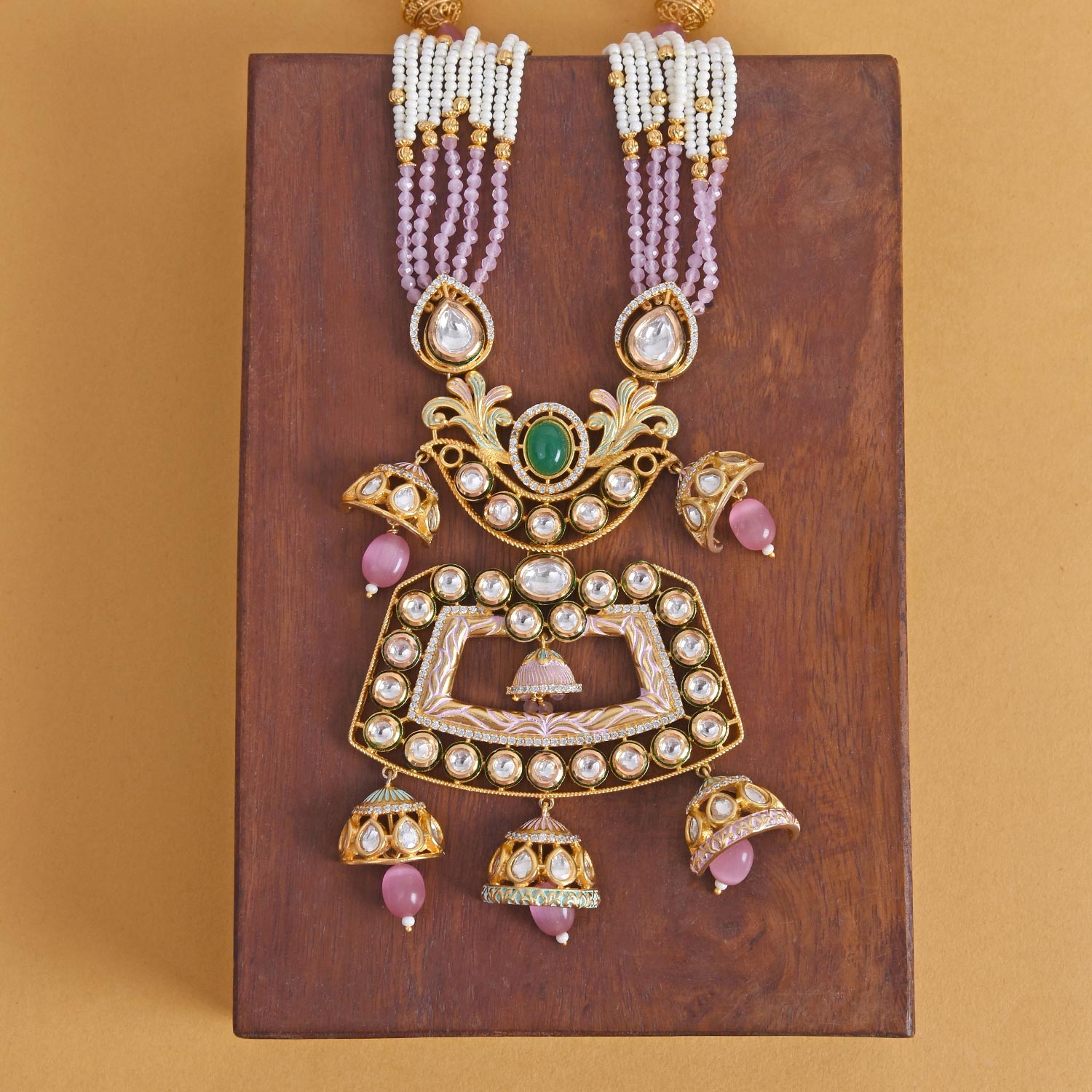 Floral Enamelled Traditional Pendant Set