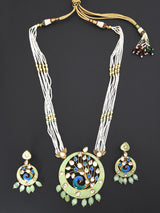 Peacock Enamelled Designer Pendant Set