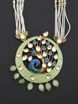 Peacock Enamelled Designer Pendant Set