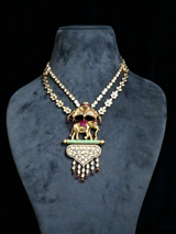 Animals Kundan Meena Traditional Pendant Set