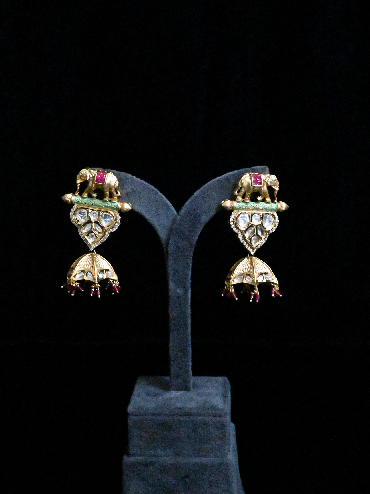 Animals Kundan Meena Traditional Pendant Set