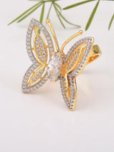 Butterfly Design International Style Two Tone Gold Plated Cocktail Ring