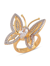 Butterfly Design International Style Two Tone Gold Plated Cocktail Ring