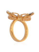 Butterfly Design International Style Two Tone Gold Plated Cocktail Ring