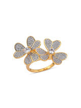 Big Bold Two Flowers Two Tone Plated Cocktail Ring