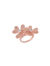 Big Bold Two Flowers Rose Gold Plated Cocktail Ring