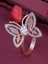 Butterfly Design International Style Rose Gold Plated Cocktail Ring